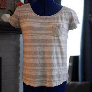 Gray and White Striped Gilly Hicks T-Shirt - Small